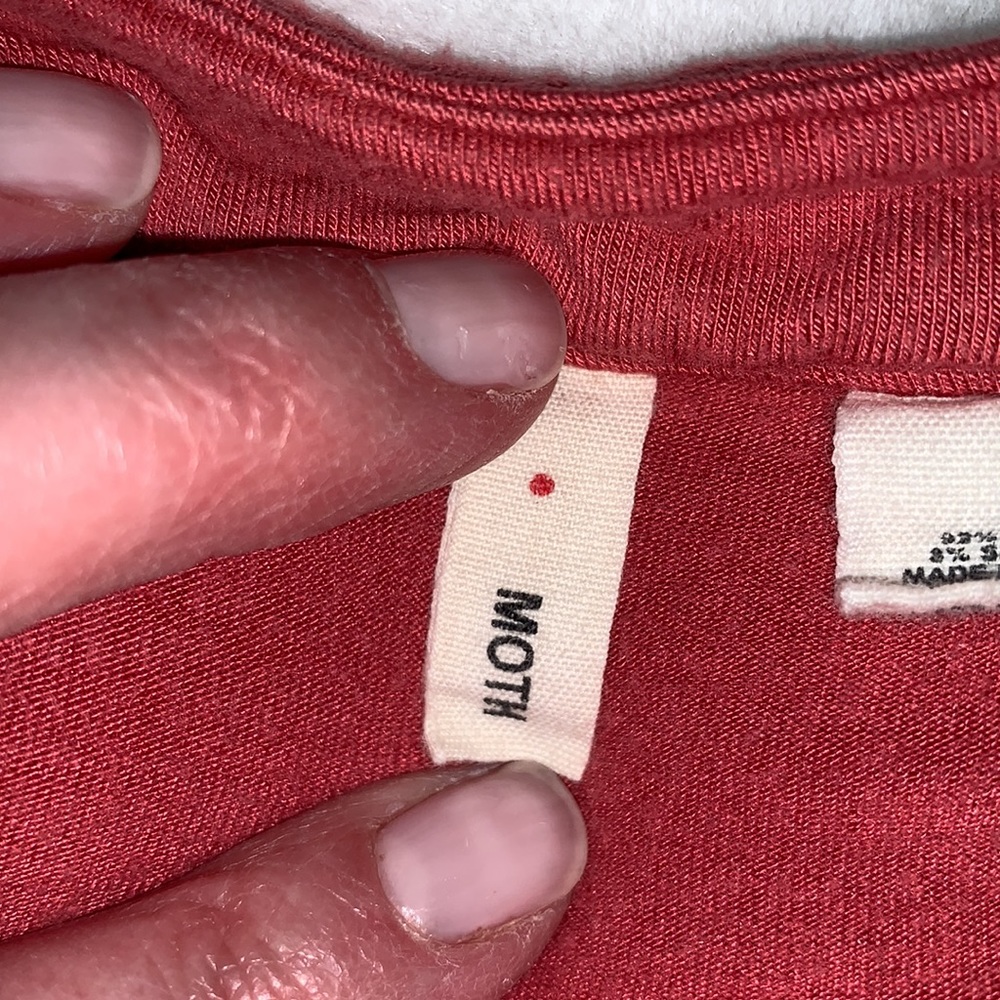 Moth / Anthropology Tank Top XL Coral w/ tan trim - Picture 3 of 5